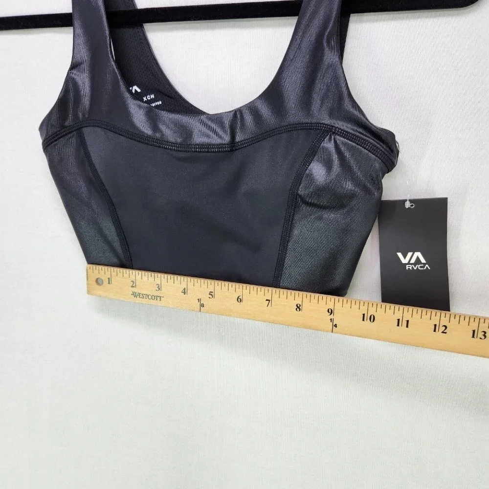 RVCA Sports Bra Adults XS Slick Black Matte Shine Womens New - Picture 5 of 10
